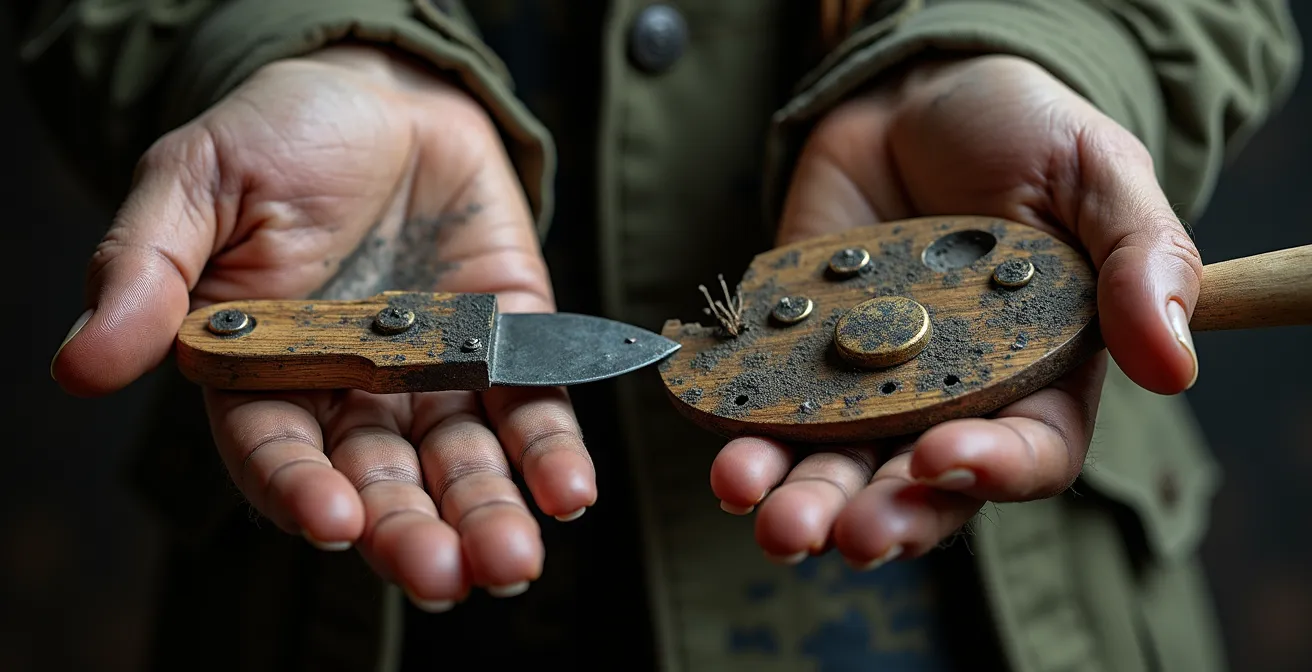 Représentation métaphorique de la transformation d'un artiste pendant la guerre