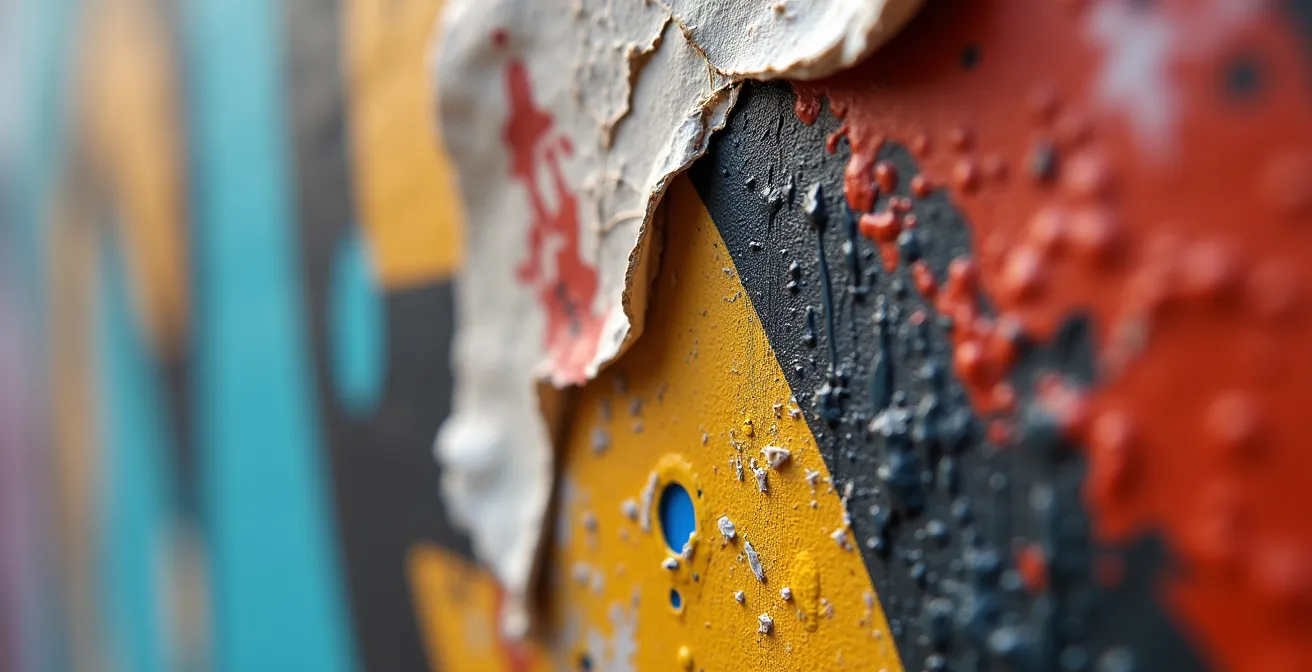 Composition artistique montrant différents styles de street art français avec des techniques variées