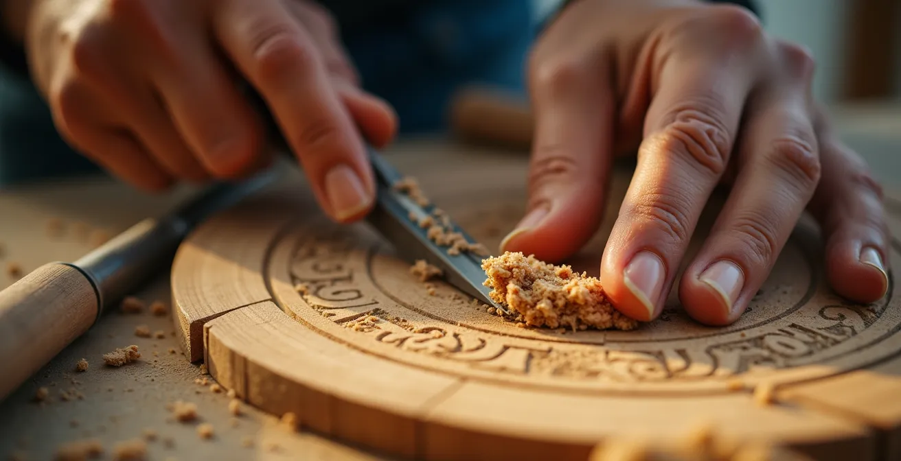Salle de formation dans une école d'artisanat avec apprentis travaillant le bois
