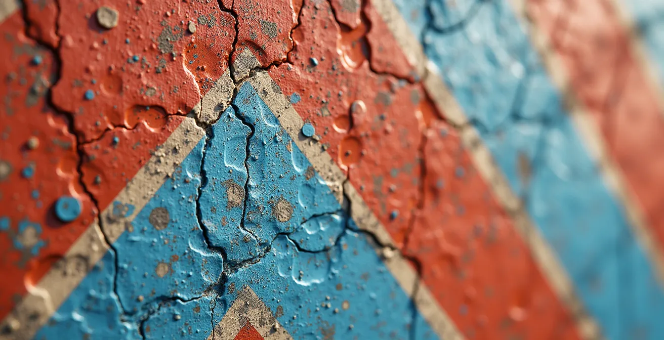 Fresque murale de Pompéi aux couleurs vives montrant des motifs géométriques et floraux romains