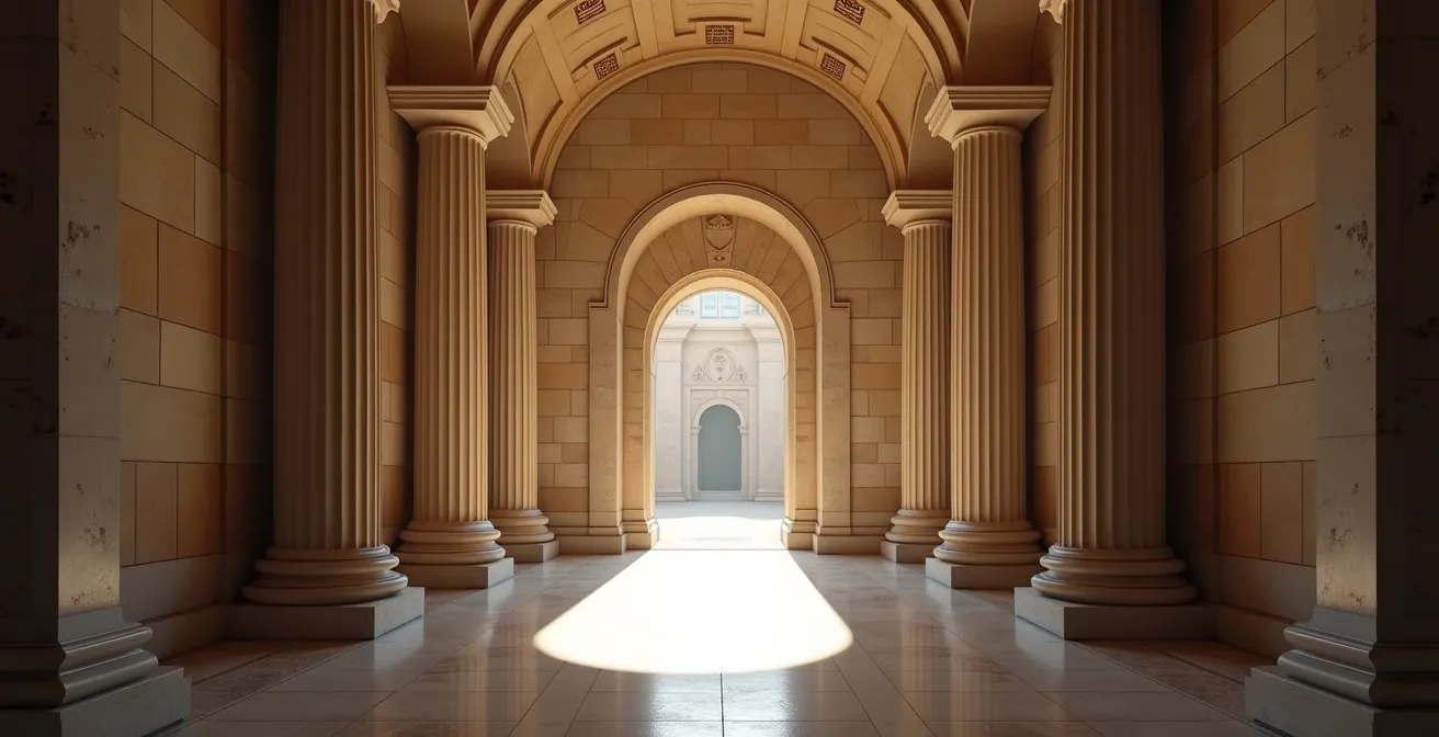 Composition symétrique montrant l'idéal d'harmonie de la Haute Renaissance avec des proportions dorées