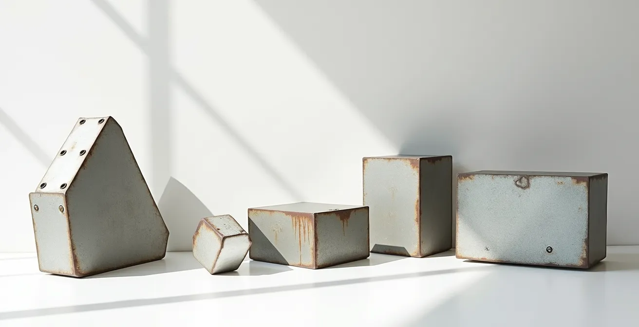 Nature morte d'objets industriels et quotidiens évoquant l'appropriation du réel par les Nouveaux Réalistes